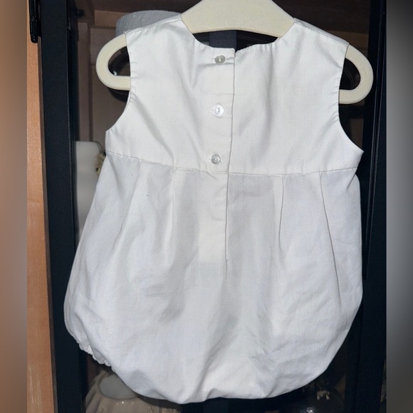 Vintage heirloom bubble newborn baby boy romper embroidered teddy bear duck - Picture 3 of 4